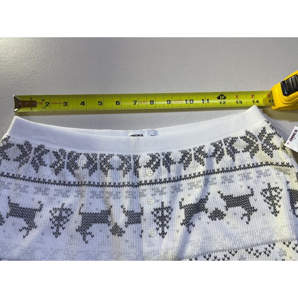 Sonoma Womens Size M 2-Piece Thermal Pajama Set With Reindeer & Snowflake Print - Picture 10 of 11